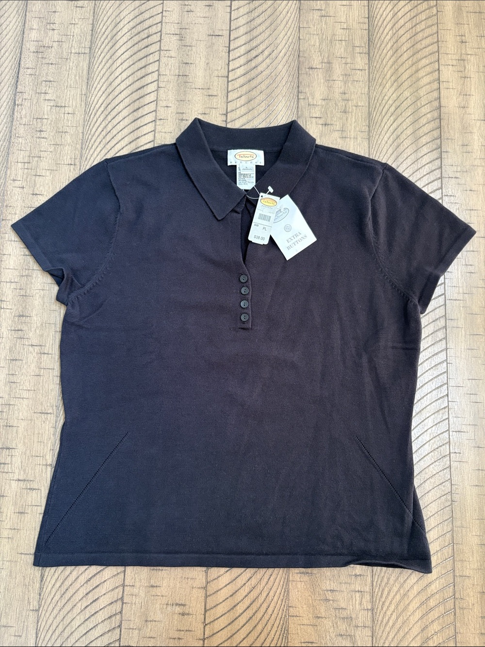 Talbots Women's Short Sleeve Polo Top - Black